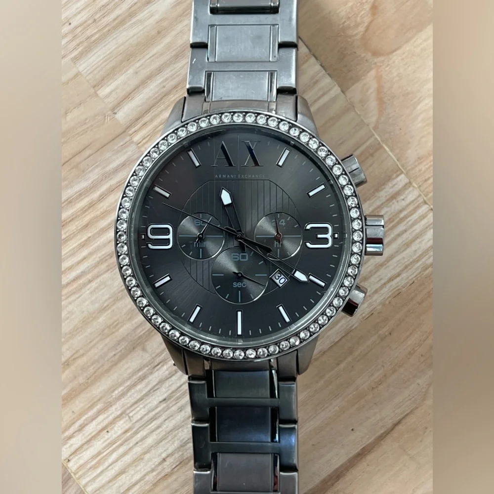 Armani Exchange Chronograph Crystal Men’s Watch All Stainless Steel, Date Window